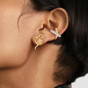 Ear Cuff Earrings for Women 14K Gold Plated Cubic Zirconia Paved Sparkling